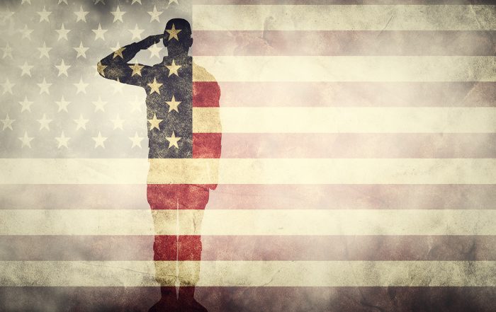 Soldier outline on US Flag