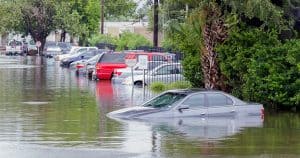 photo of flooded cars