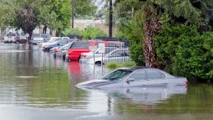 photo of flooded cars