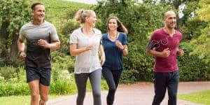 group of mature people jogging