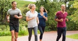 group of mature people jogging