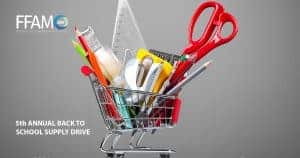 A trolley with a school supply in it