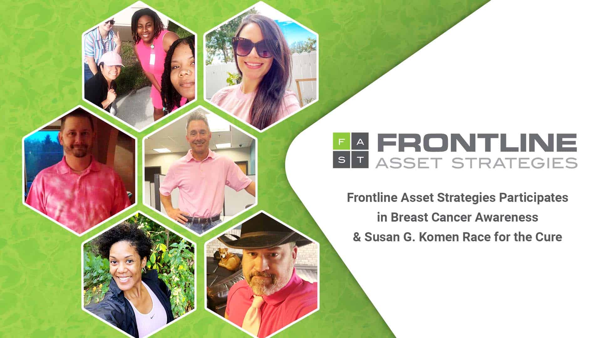 Company employees wearing pink for Breast Cancer Awareness