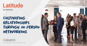 Attendees networking with each other at a conference.