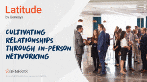 Attendees networking with each other at a conference.
