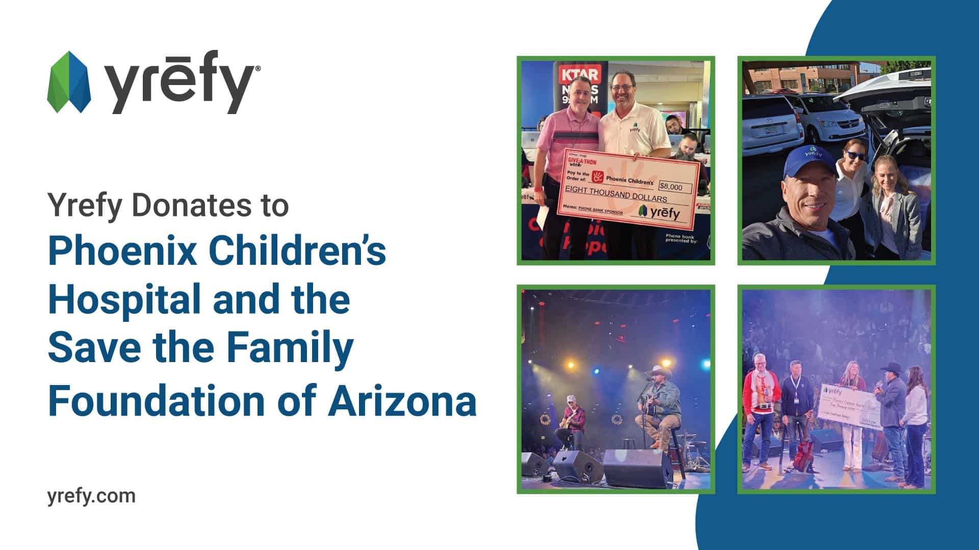 Yrefy Donates To Phoenix Children’s Hospital And the Save The Family Foundation of Arizona