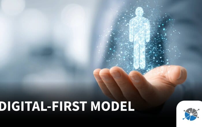 Thumbnail graphic featuring Adam and Anna Burke with bold text “DIGITAL-FIRST MODEL,” set against a modern digital background, representing artificial intelligence in debt collection and the shift toward digital-first borrower engagement.