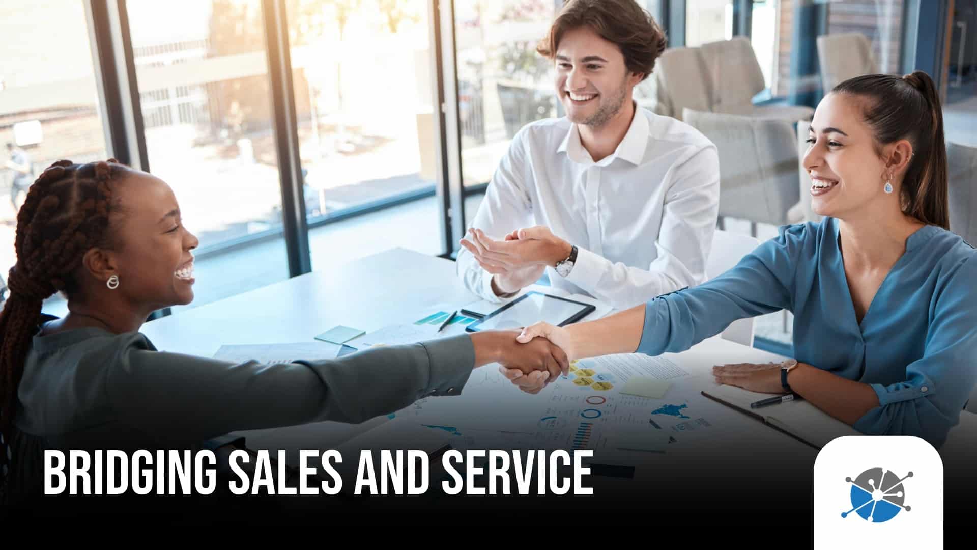 Graphic depicting sales and client services alignment within receivables operations, representing teamwork, communication, and long-term client success.