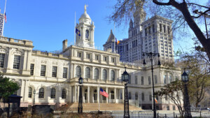 City Hall Building in City hall Park, in lower Manhattan, New York