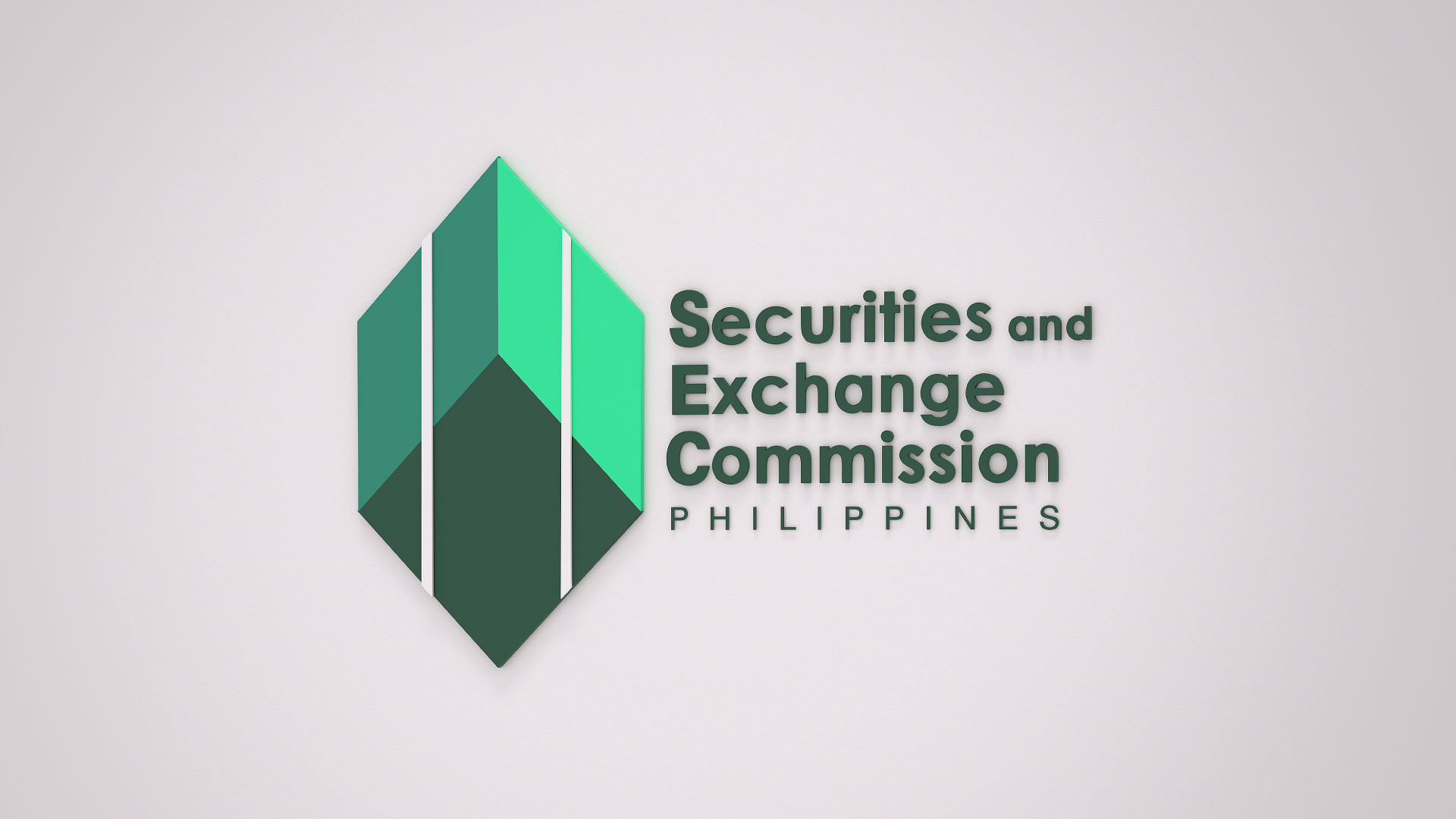 SEC Philippines logo on a wall, Securities and Exchange Commission Philippines.