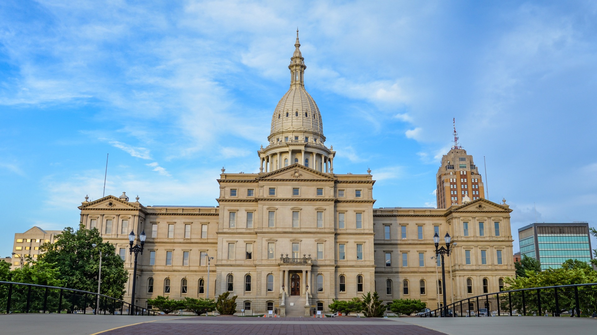 Downtown Lansing MI State Capitol Building - City Skyline