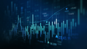 Business financial chart with moving up arrow graph