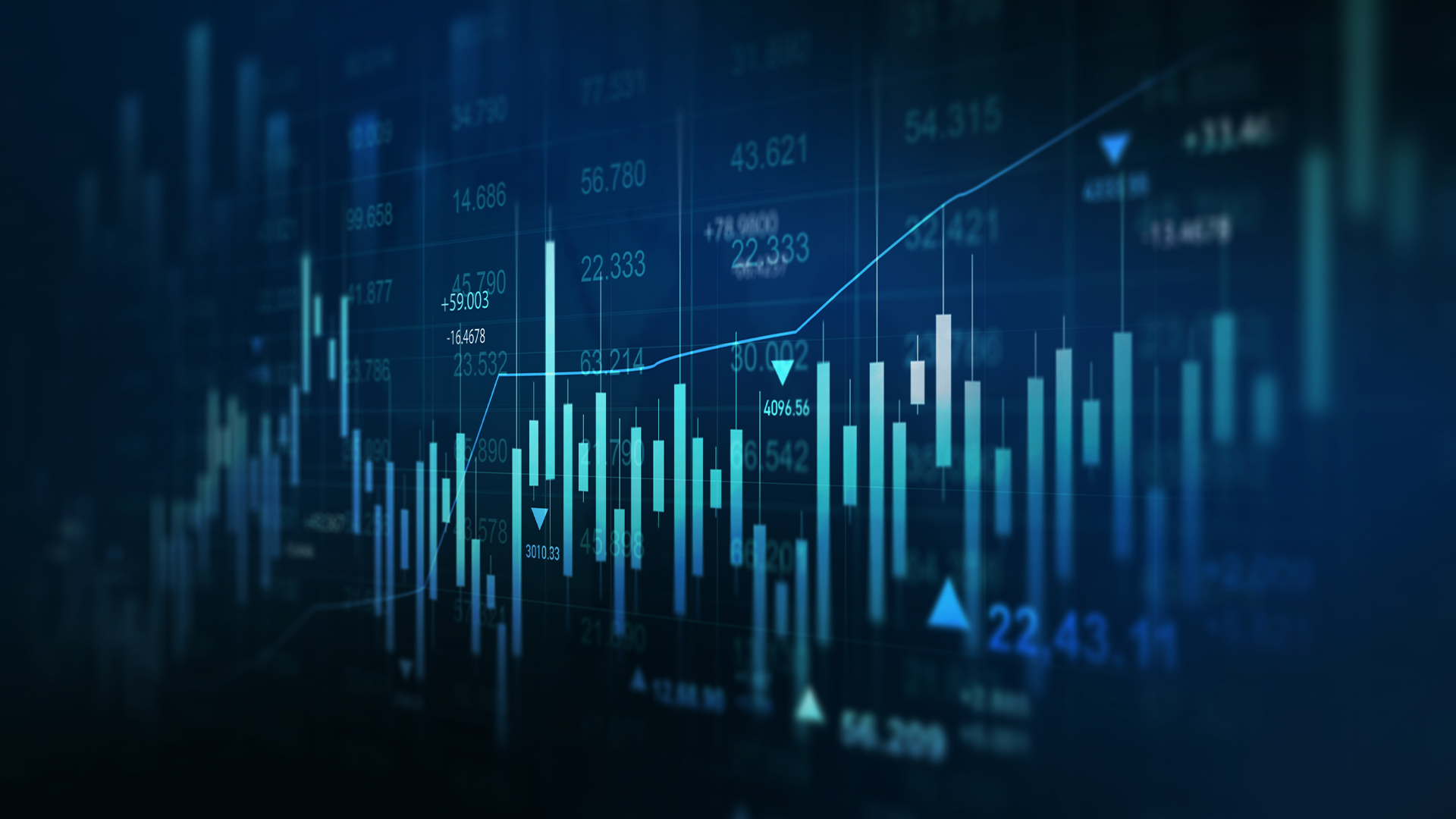 Business financial chart with moving up arrow graph