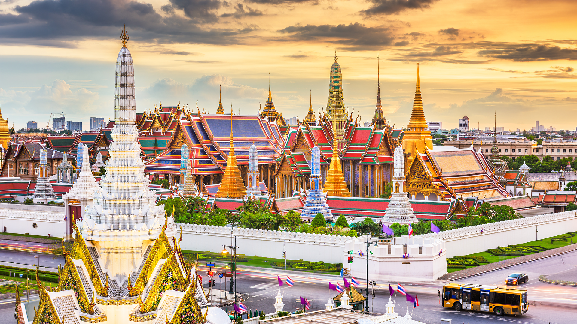 Bangkok, Thailand at the Temple of the Emerald Buddha and Grand Palace