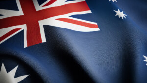 Australian national flag, close-up.