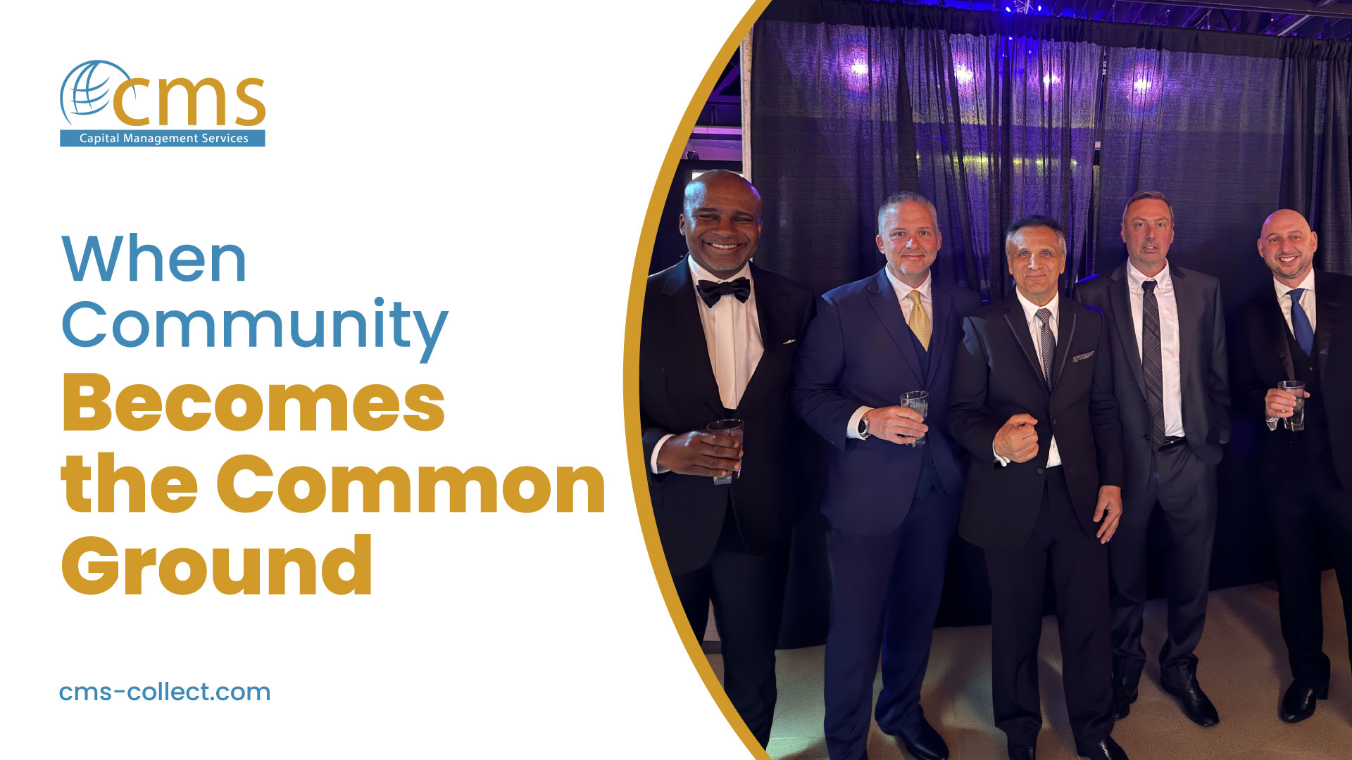 CMS President Larry Costa, Stanley Moore, Scott Vick of Upstart, Jim Colosanti of M&T Bank, and David DeSantis of KeyBank attending ECMC Springfest 2026 in support of Erie County Medical Center in Buffalo, New York.