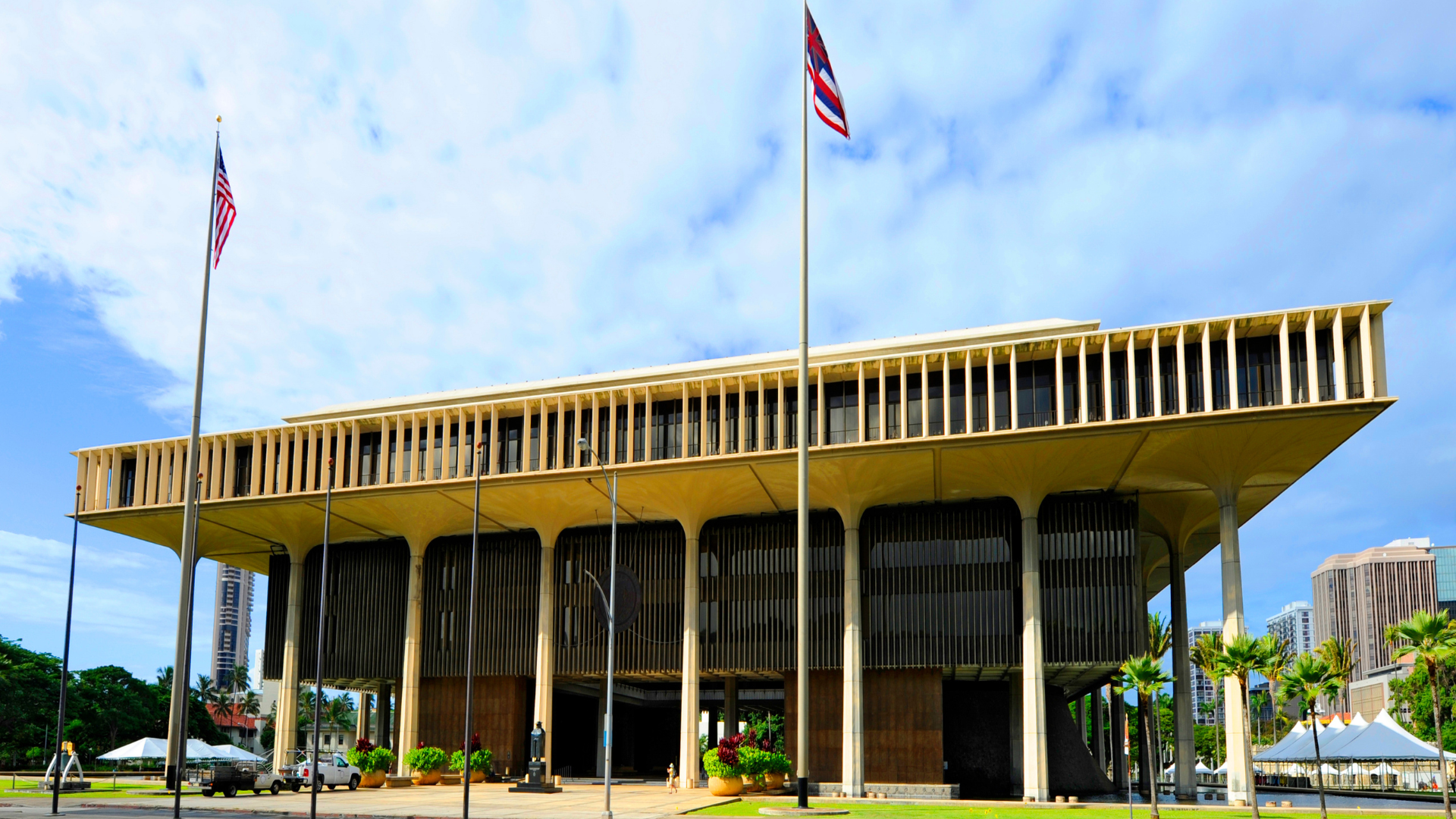 Hawaii State Capitol Building Downtown Honolulu Oahu Pacific Island Ocean