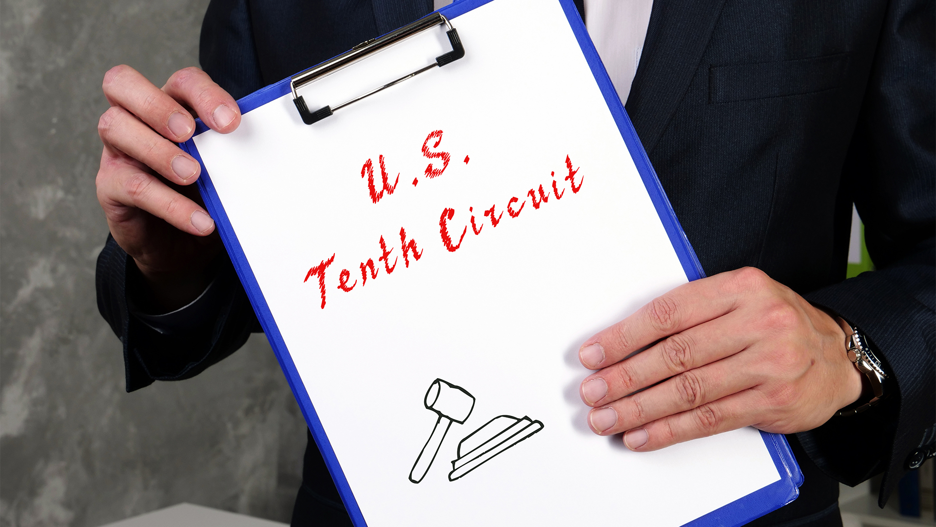 Conceptual photo about U.S. Tenth Circuit with written text.